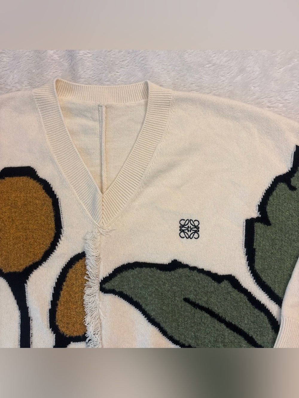 Loewe Herbarium Asymmetric Fringed Intarsia Wool-Blend Sweater - Picture 2 of 5